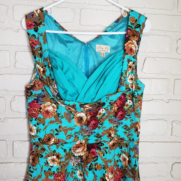 Lindy Bop Floral Ophelia Retro Rockabilly Dress M - Picture 3 of 14